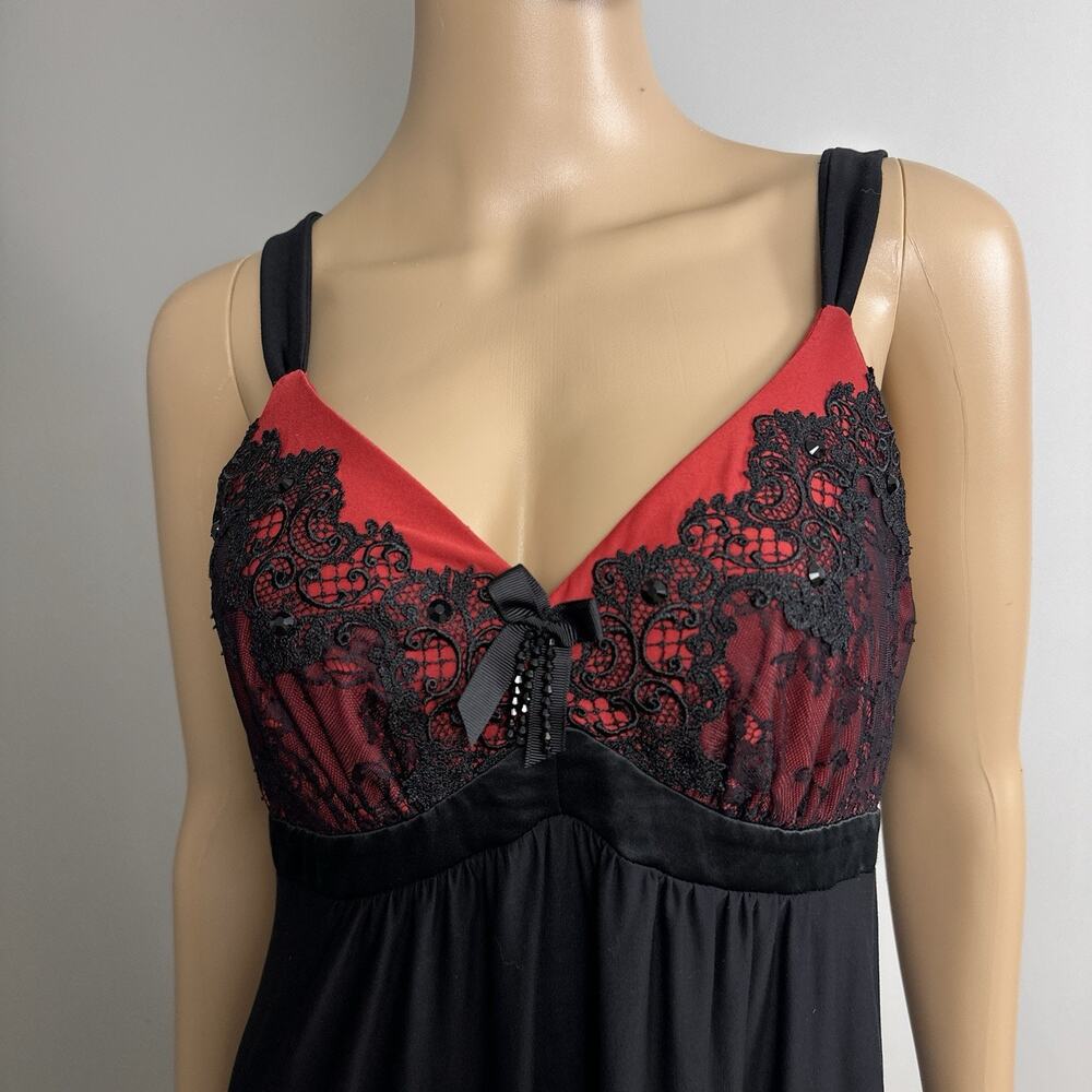 Soma Eloquence Set Maxi Nightgown Chemise Kimono Robe Black Red Lace Medium - Picture 8 of 13